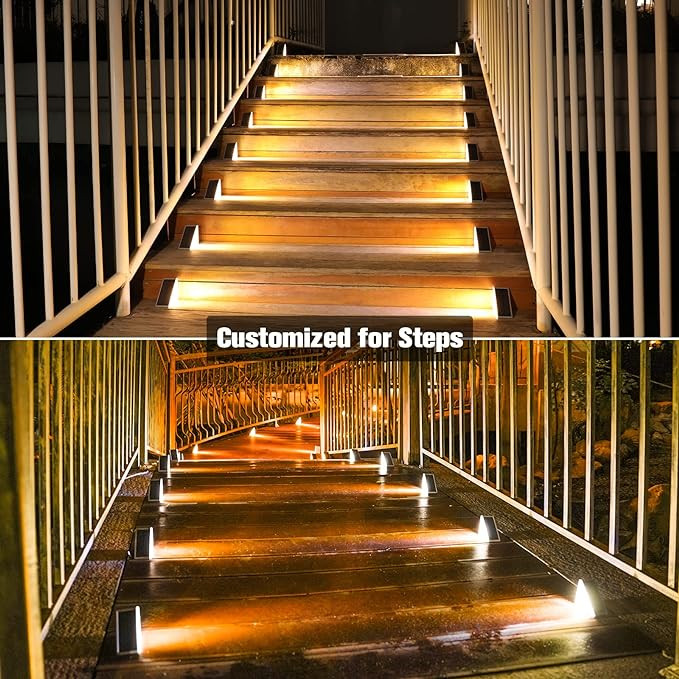 VOLISUN Solar Stair Lights 12 Pack, Waterproof IP67, 80 Lumens, LED Step Lights for Garden Backya... | Amazon (US)