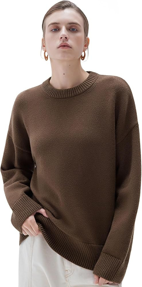 SUUKSESS Women Cashmere Oversized Long Sleeve Pullover Sweater Crew Neck Jumpers | Amazon (US)