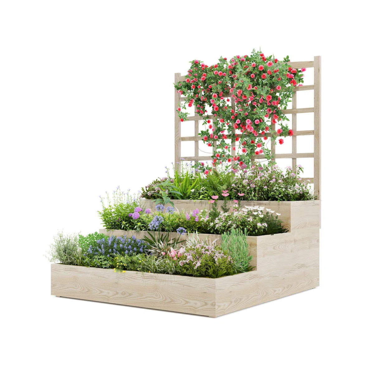 3 Tier Raised Garden Bed, With Trellis & Open-Ended Base | Wayfair North America