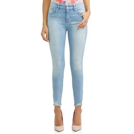 Sofia Jeans by Sofia Vergara Rosa Curvy High Waist Ripped Hem Ankle Jean Women's (Light Wash) | Walmart (US)