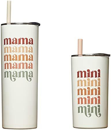Mama + Mini Stainless Steel Cups for Kids and Adults - 3D Printed Leopard Insulated Tumblers with... | Amazon (US)