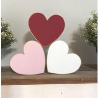 Valentine's Wood Heart Decor Set Of 3 Shelf Sitters | Etsy (US)