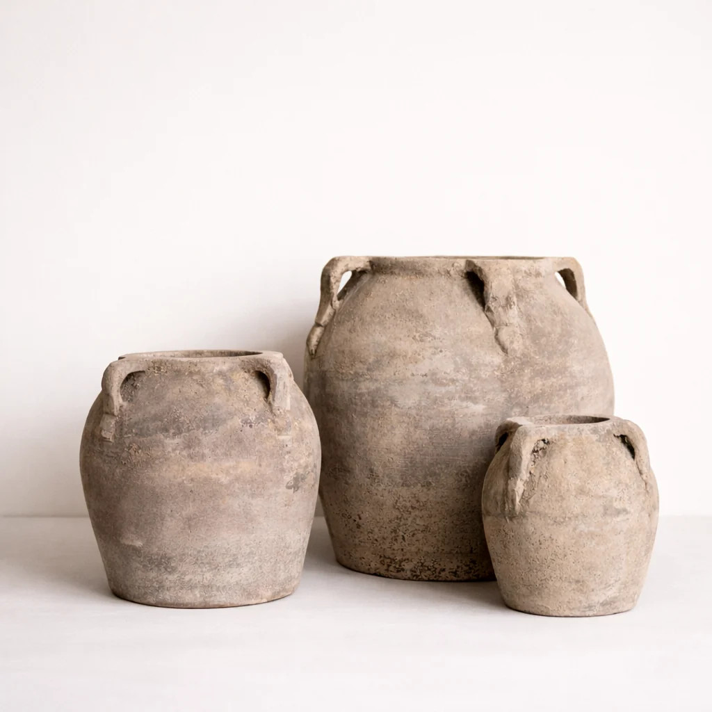 Blanc Beige Wash Vase With Handles | By Luxe B Co. | luxe bCO