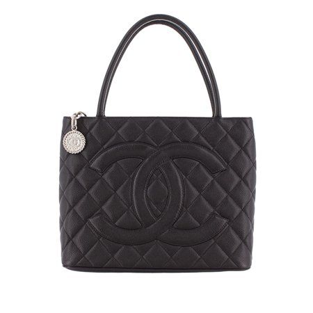 Pre-Owned Chanel Medallion Tote Bag Caviar Leather Black | Walmart (US)