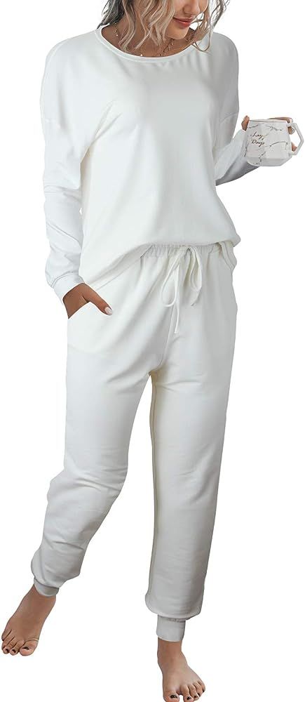 LOGENE Women's Tie Dye Print Pajamas Set Long Sleeve Tops with Pants Lounge Sets Two Piece Lounge... | Amazon (US)