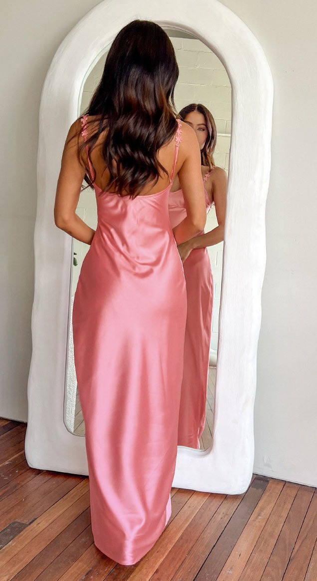 strapless open back dress Valentina Mini Dress Neon Pink