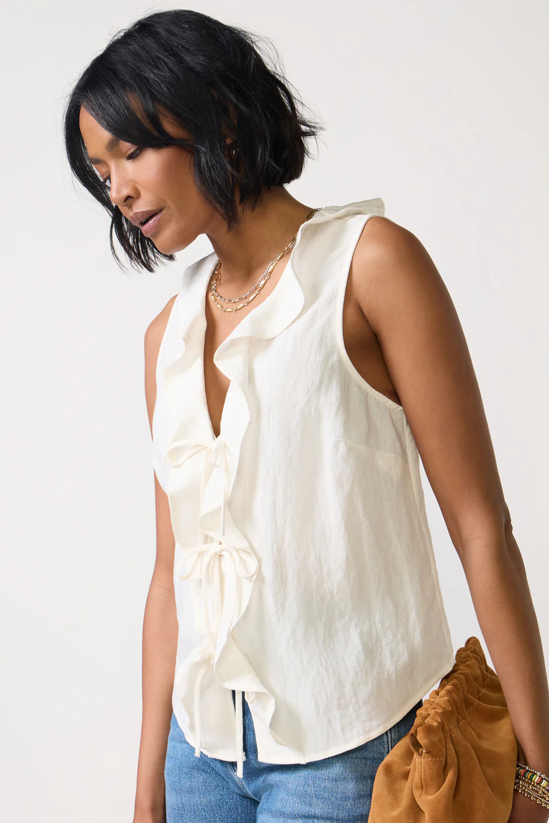 Tie Front Ruffle Tank | Evereve
