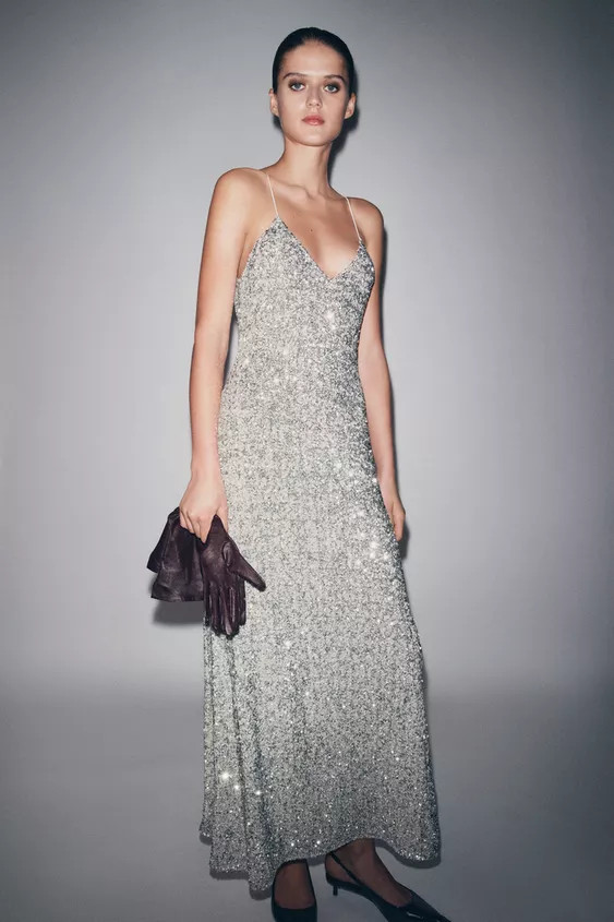 ZW COLLECTION LONG SEQUIN DRESS | Zara UK