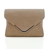Essex Glam Women’s Beige Faux Suede Envelope Evening Clutch Bag | Amazon (US)