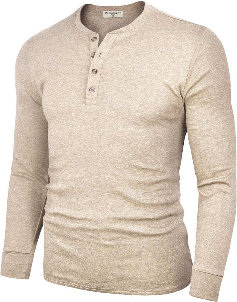 Derminpro Men's Henley Cotton Casual Short/Long Sleeve Lightweight Button T-Shirts | Amazon (US)
