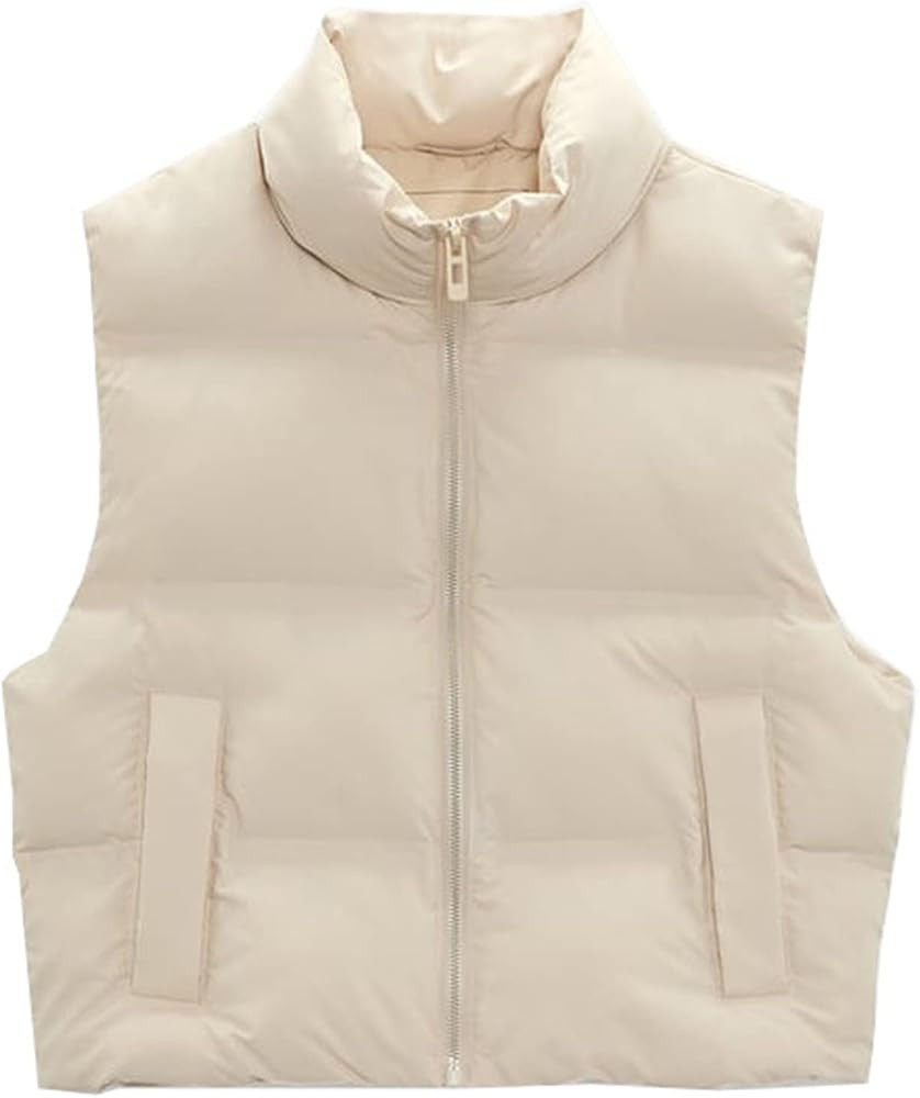 Flygo Women's Winter Crop Vest Sleeveless Quilted Puffer Vest Padded Gilet Jacket Warm Outerwear ... | Amazon (US)