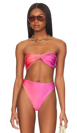 Vera Bikini Top in Abba Hot Pink Bikini Hot Pink Bathing Suit Hot Pink Swimsuit Bandeau Bikinis | Revolve Clothing (Global)