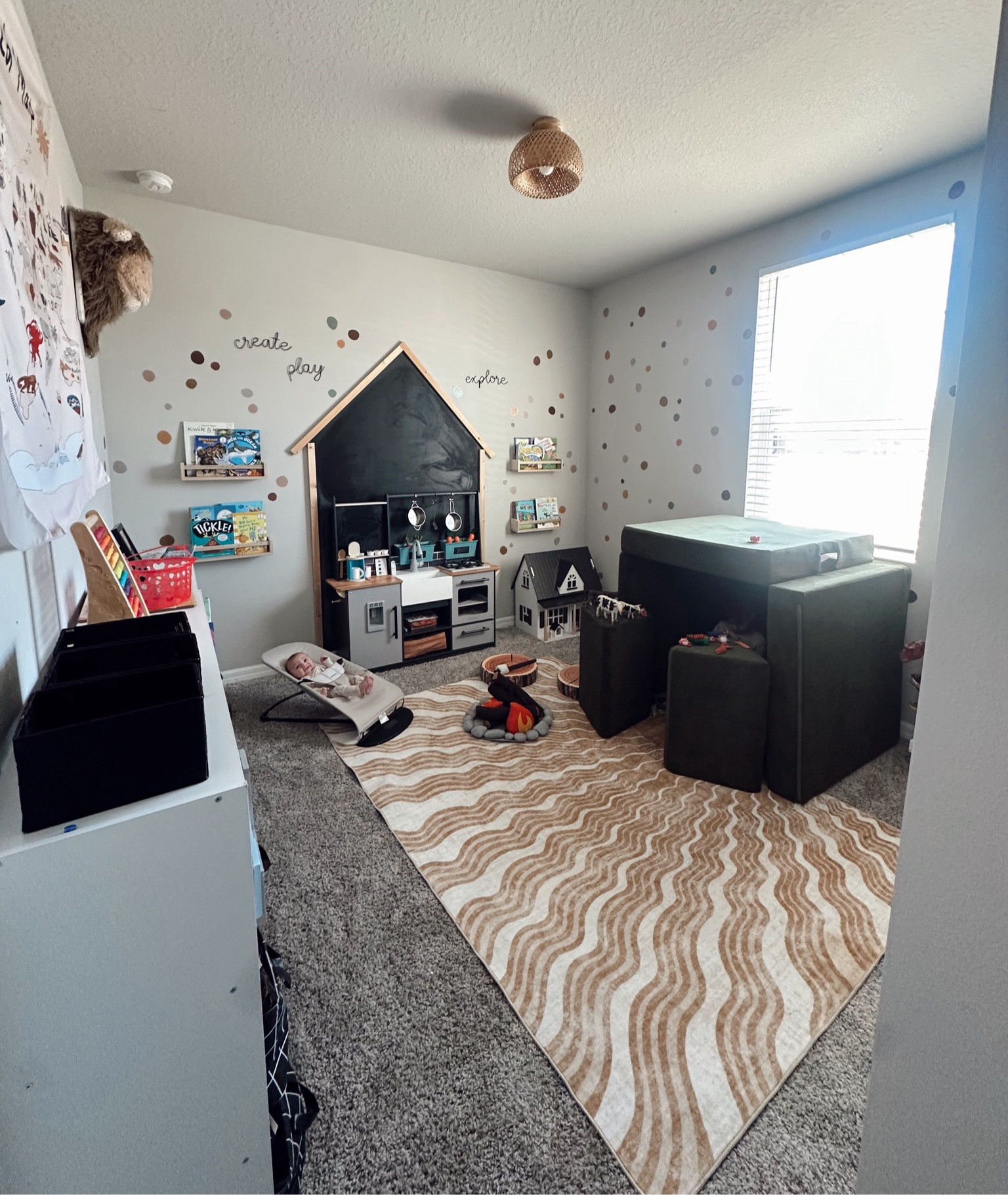 My sonshines 🌞 We’re making a few updates to the playroom. One change so far is our new playroom area rug. It brings so much brightness to the room and it’s SO soft. Another addition to the room are these fun posters that will hang above the desk/ craft area. I’ll link both on my LTK in my bio ✏️🎨🌎🌞

#LTKKids #LTKHome #LTKFamily