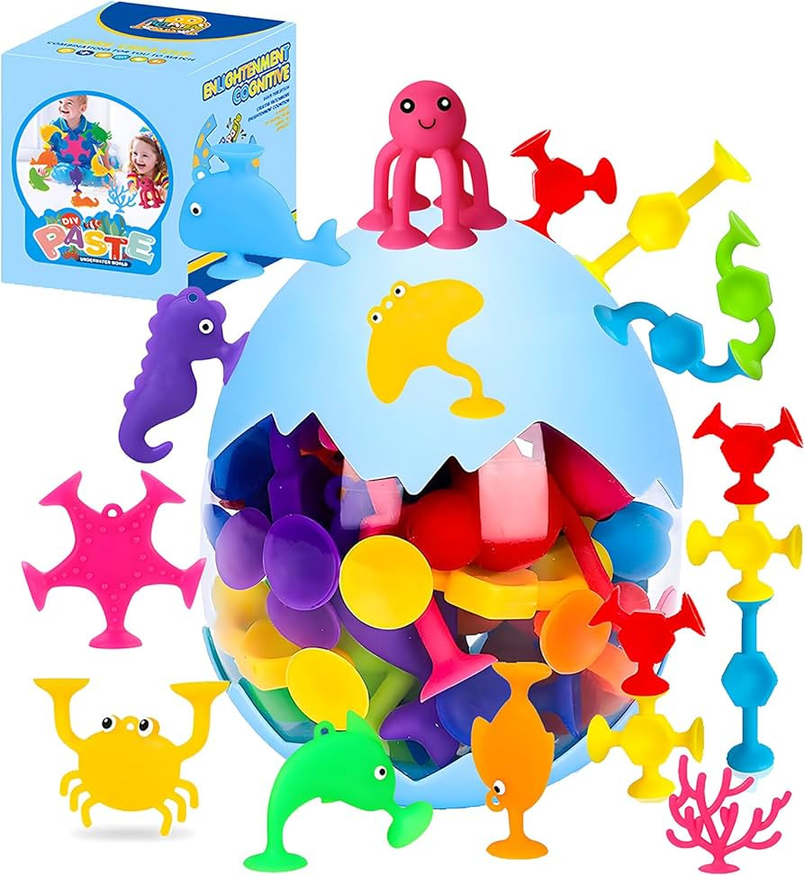 Bath Toys - 27 PCS Suction Cup Toys Bath Toys Shower Toys for Kids Ages 4-8,Sensory Toys for 3 4 ... | Amazon (US)