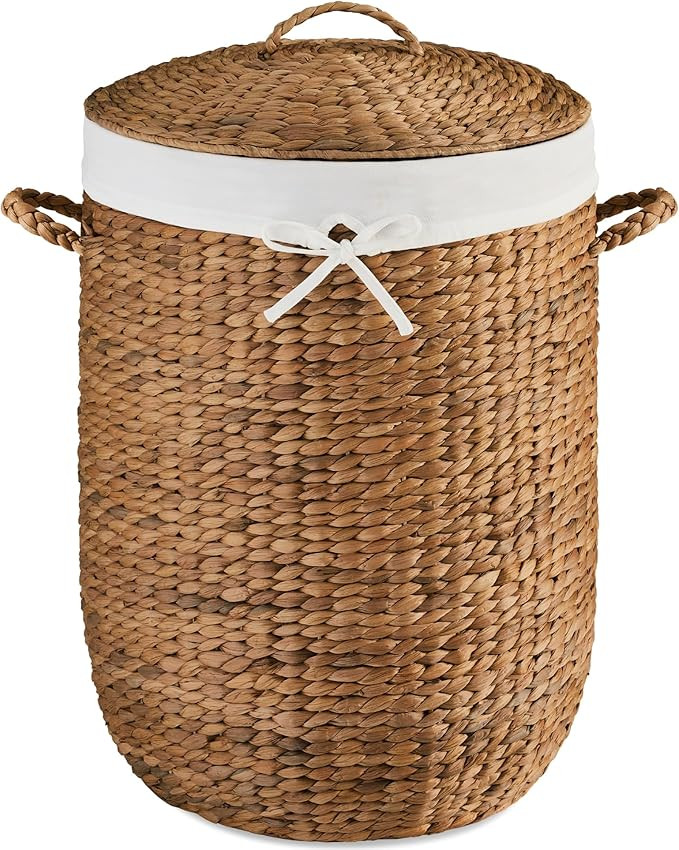 Best Choice Products Round Laundry Hamper w/Lid, Handwoven Laundry Basket, Built-in Handles & Rem... | Amazon (US)