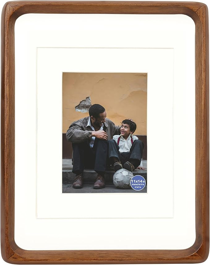 11x14 Picture Frames Walnut Solid Wood with Real Glass Vertical Horizontal Standing Display Photo... | Amazon (US)
