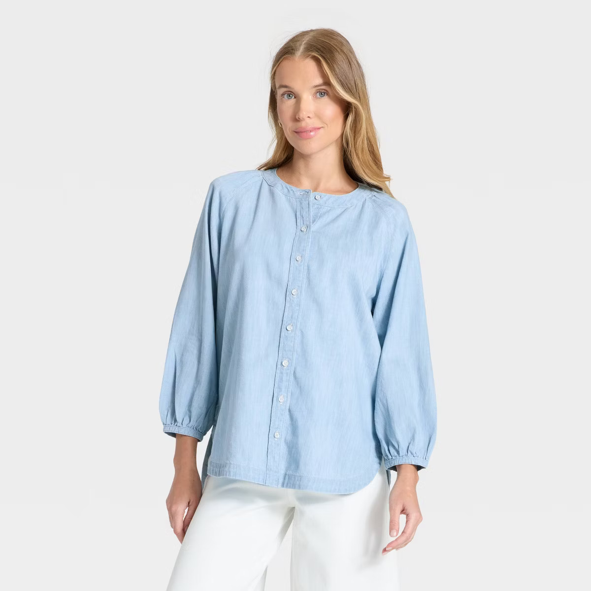 Women's Poet Button-Down Denim Shirt - Universal Thread™ Light Wash | Target
