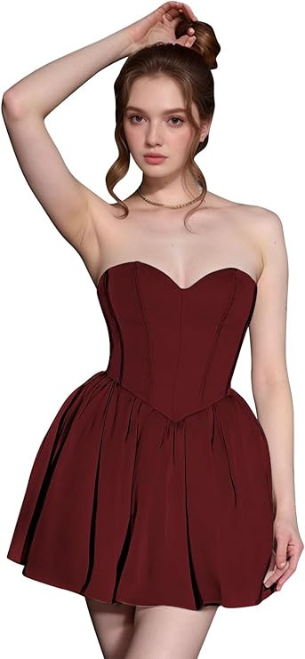 Satin Short Homecoming Dress for Teens 2025 Sweetheart Mini Cocktail Dresses A Line Corset Formal... | Amazon (US)