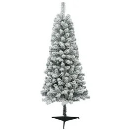 4’ Pre-Lit Greenfield Flocked Pine Artificial Christmas Tree, Clear LED Lights, by Holiday Time | Walmart (US)