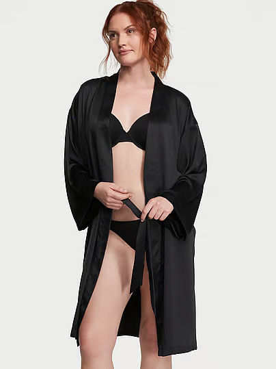 Signature Satin Midi Robe, Black, Xs/S - Women's Robes - Victoria's Secret | Victoria's Secret (US / CA )