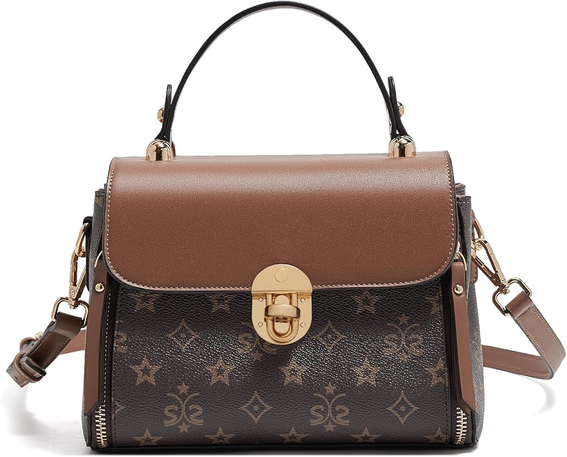 LAORENTOU Vegan Leather Top-handle Crossbody Bag for Women Satchel Trendy Handbags Printed Purse | Amazon (US)