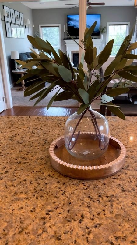 Love how this vase and faux eucalyptus stems look paired together as an island centerpiece 🪴🤍

#LTKHome #LTKStyleTip #LTKVideo