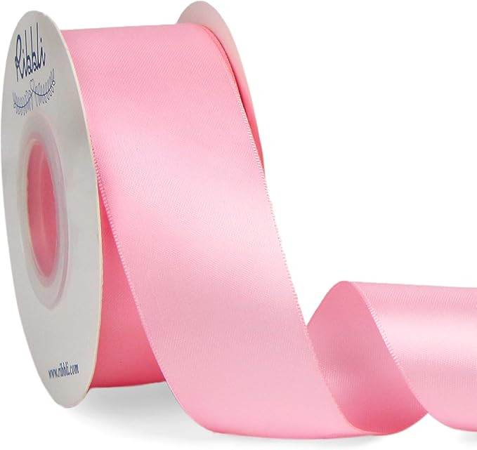 Ribbli Pink Double Faced Satin Ribbon,1-1/2” x Continuous 25 Yards,Use for Bows Bouquet,Gift Wr... | Amazon (US)