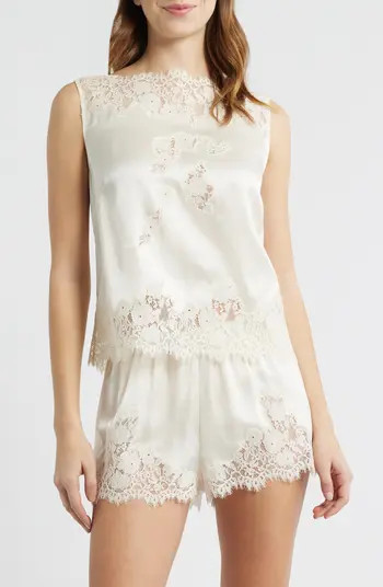 Viviane Lace Trim Silk Satin Top | Nordstrom