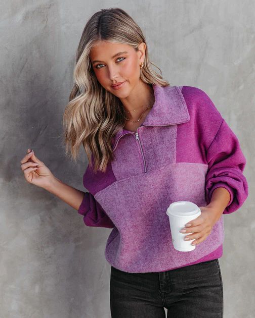 Blakely Fleece Half Zip Pullover Sweater - Orchid | VICI Collection
