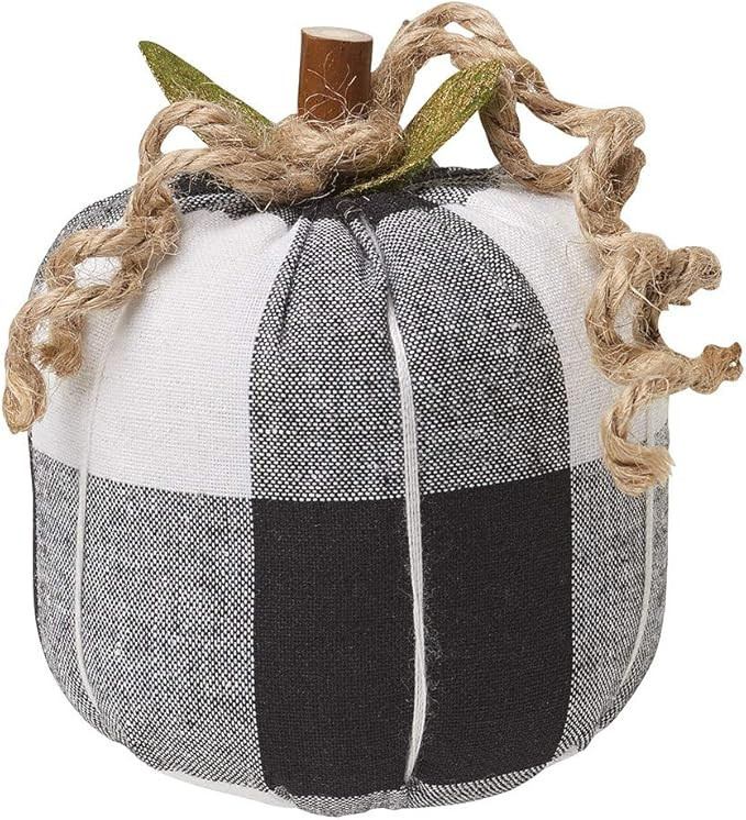 Collins Plush Pumpkin Figurine - Fall Harvest Decor Accent (Black & White, Small, 3") | Amazon (US)