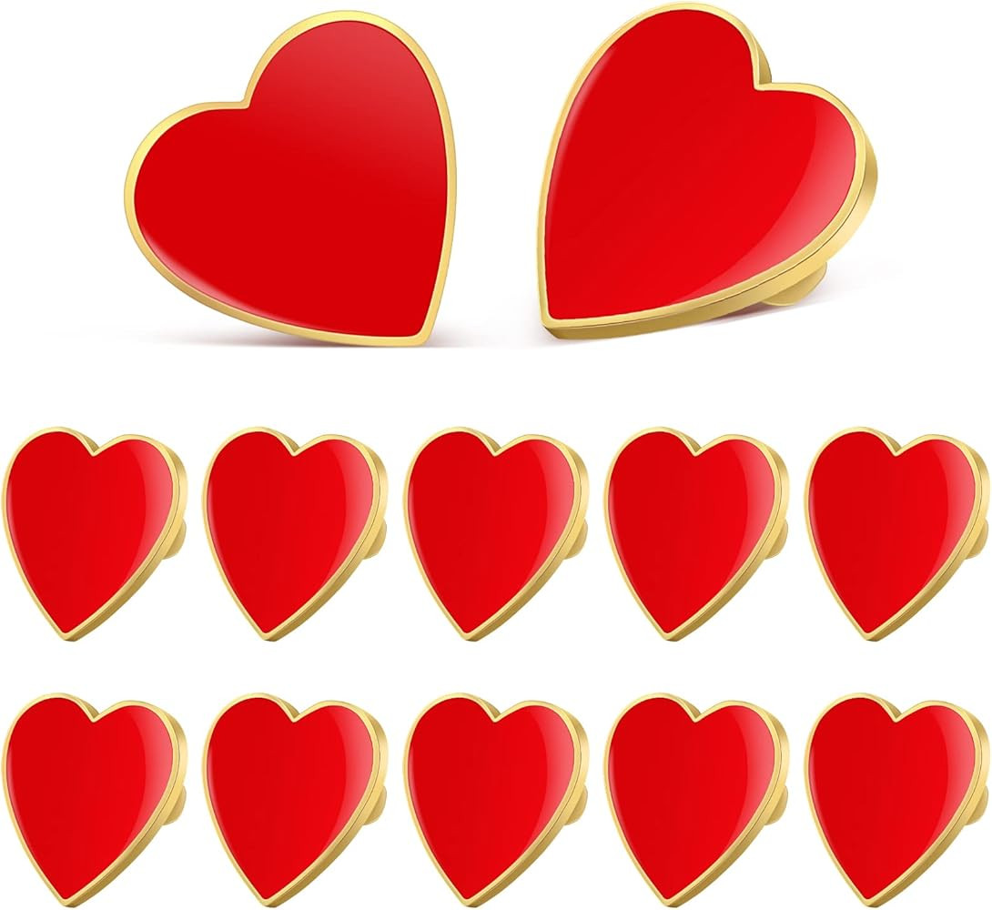 Amosfun 12pcs Heart Pins Heart Lapel Pins Bulk Enamel Nurse Brooch Pins Valentines Day Wedding Pa... | Amazon (US)