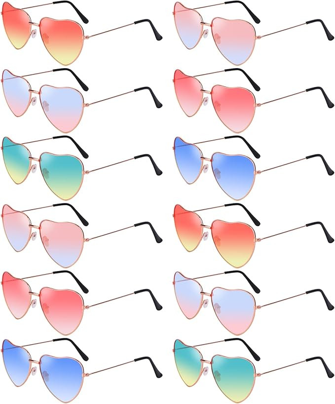 URATOT 12 Pairs Heart Shaped Sunglasses Vintage Bachelorette Sunglasses Women Retro Eyeglasses fo... | Amazon (US)