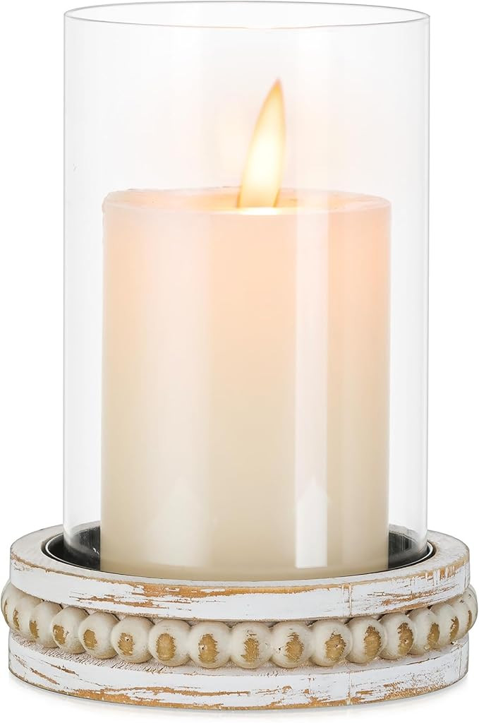 Glasseam Glass Hurricane Candle Holder, Decorative Candle Holders for Pillar Candles, Boho Candle... | Amazon (US)