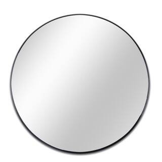 HUOVTR AR 36 in. x 36 in. Black Modern Round Framed Decorative Mirror YJ-IR36 | The Home Depot