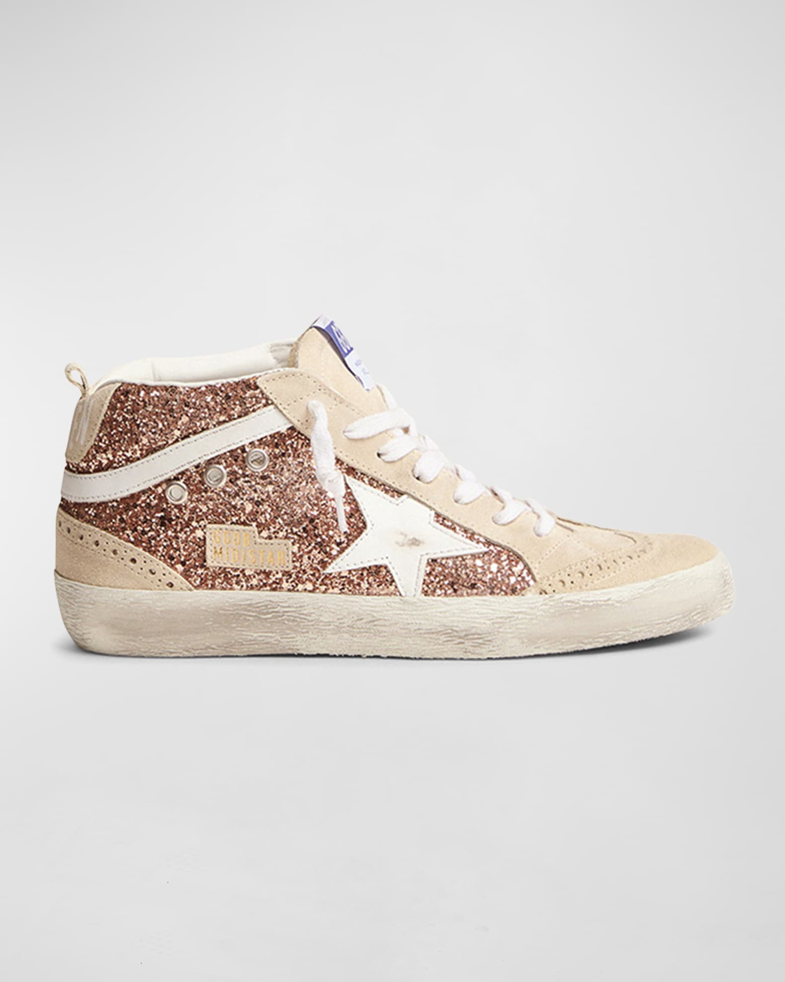 Golden Goose Mid Star Brogue Glitter Suede Sneakers | Neiman Marcus