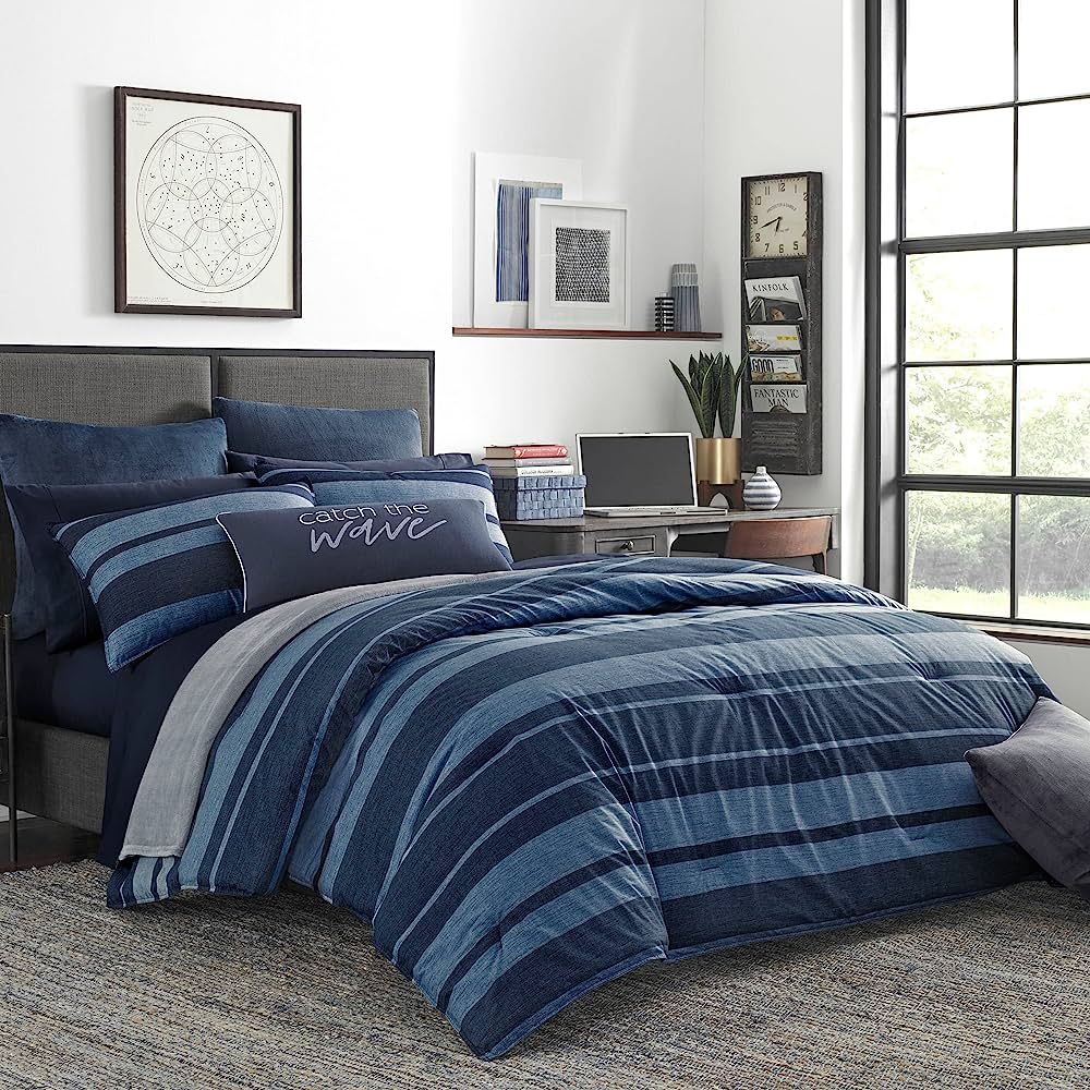 Nautica - Twin Comforter Set, Cotton Reversible Bedding with Matching Sham, Stylish Home Decor & ... | Amazon (US)