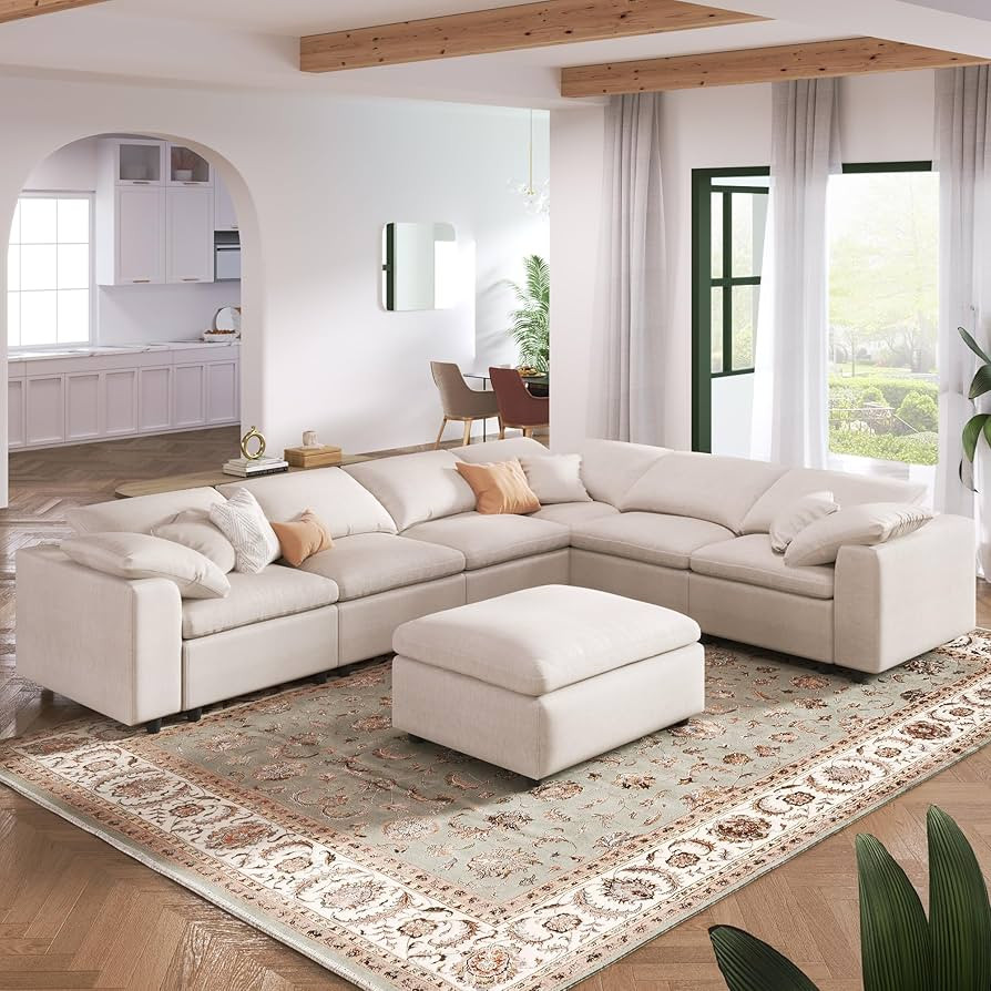 WILLIAMSPACE 130.2" Oversized Sectional Sofa for Living Room, Modular Upholstered Sofa Couch with... | Amazon (US)