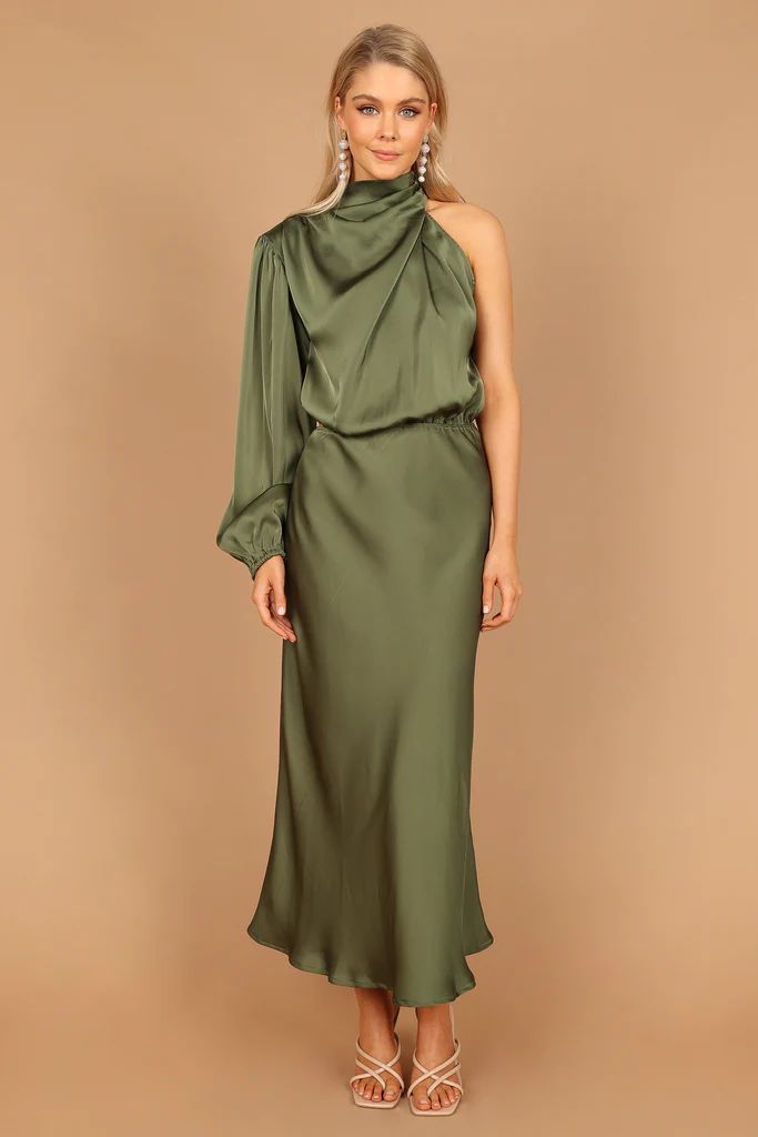 Amelie One Shoulder Maxi Dress - Olive | Petal & Pup (US)