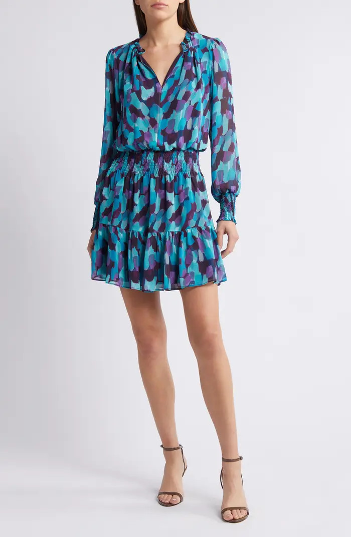Floral Print Long Sleeve Chiffon Dress | Nordstrom