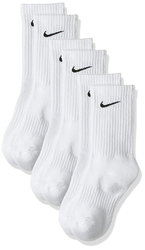 Nike Unisex Performance Cushion Crew Training Socks (3 Pair), WHITE, M | Amazon (US)