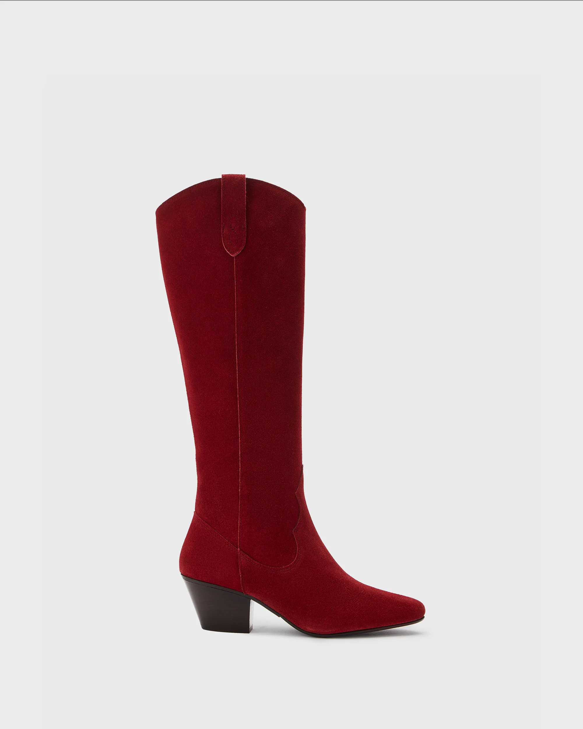 Saffron Knee High Boots in Red Suede | DuoBoots