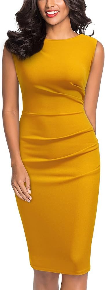 Miusol Women's Retro Ruffle Style Slim Work Pencil Dress | Amazon (US)