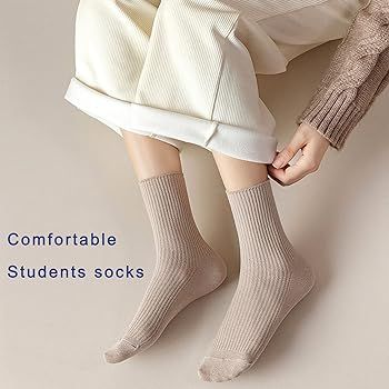 TeenFighter 6 Pairs of Comfortable Casual Cotton Long Socks for Women, Solid Color Stretch Athlet... | Amazon (US)