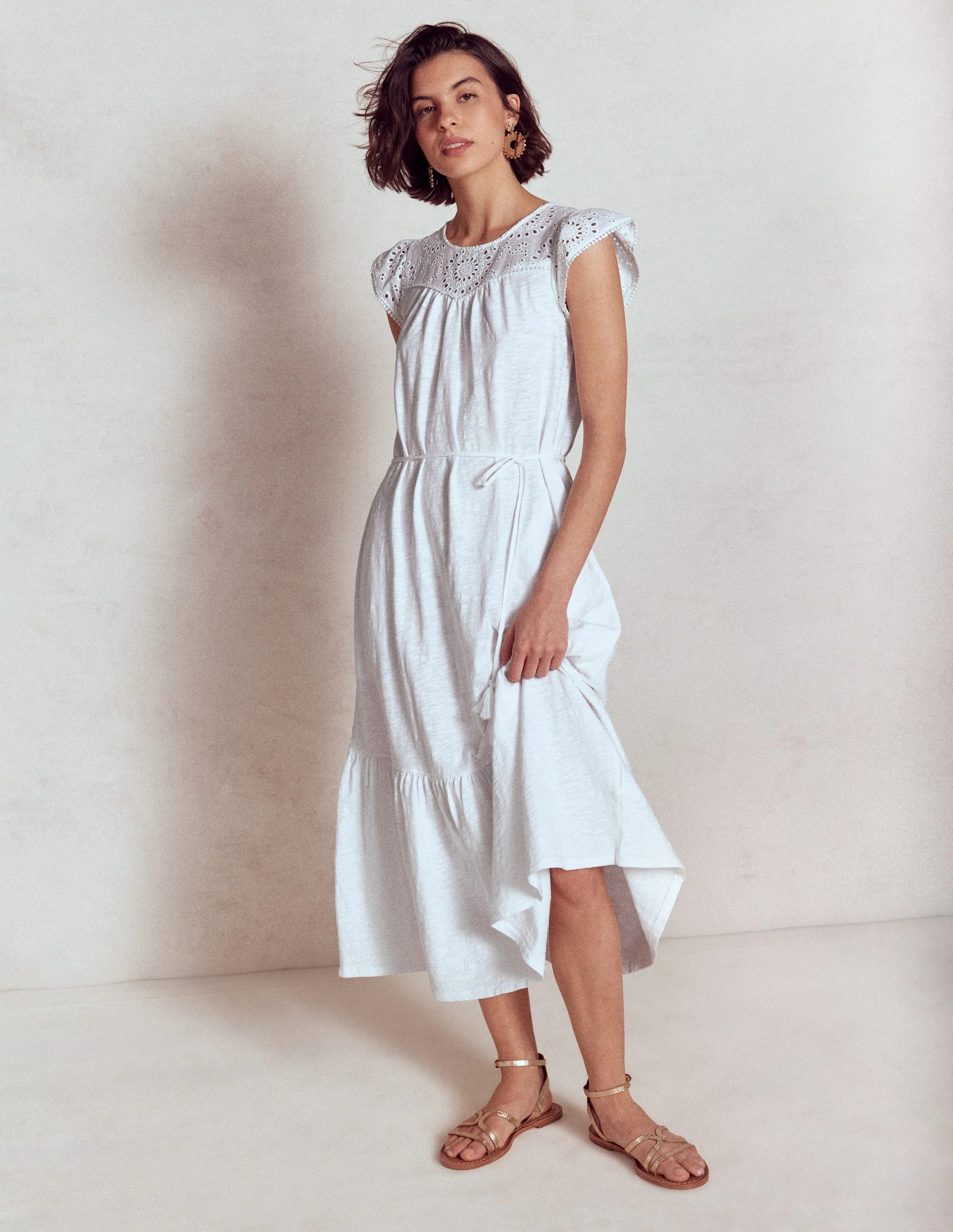Juliet Broderie Midi Dress-White | Boden UK