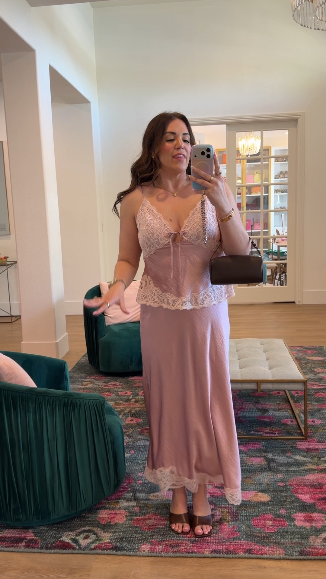 curvy midsize mauve pink silky lace set! wearing size large in top and skirt (could have taken medium in skirt) 

#LTKSpringSale #LTKMidsize #LTKSeasonal