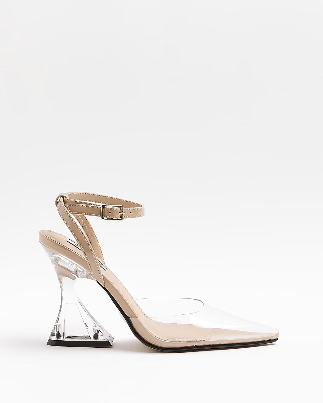 Beige perspex heeled court shoes | River Island (UK & IE)