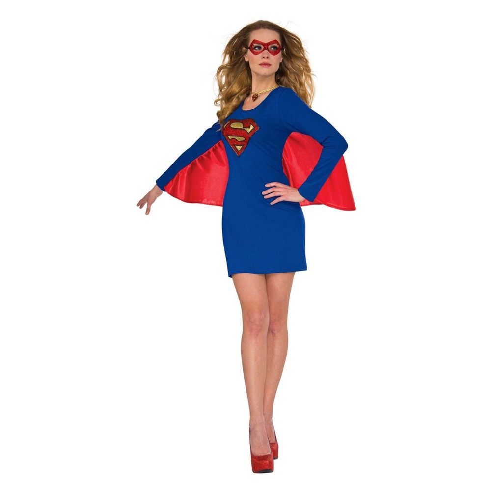 Halloween Women's DC Comics Supergirl Cape Dress with Wing Halloween Costume S/M, Size: Small/Medium, MultiColored | Target