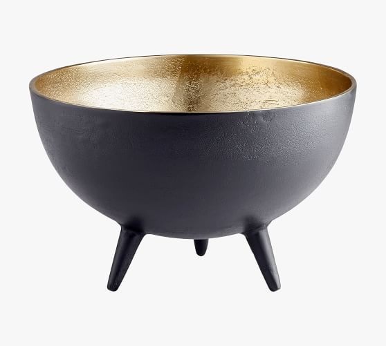 Footed Brass/Black Bowl | Pottery Barn (US)