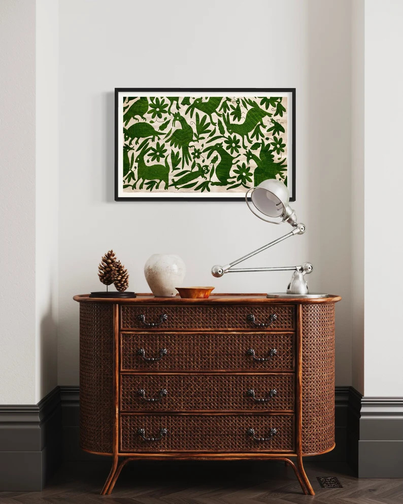 Green Otomi textile hand embroidered by indigenous artisans | rectangular wall decor Green  21x35... | Etsy (US)