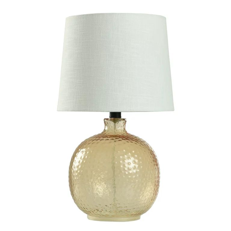 Hammered Glass Table Lamp, Amber with White Shade, 17" | Walmart (US)